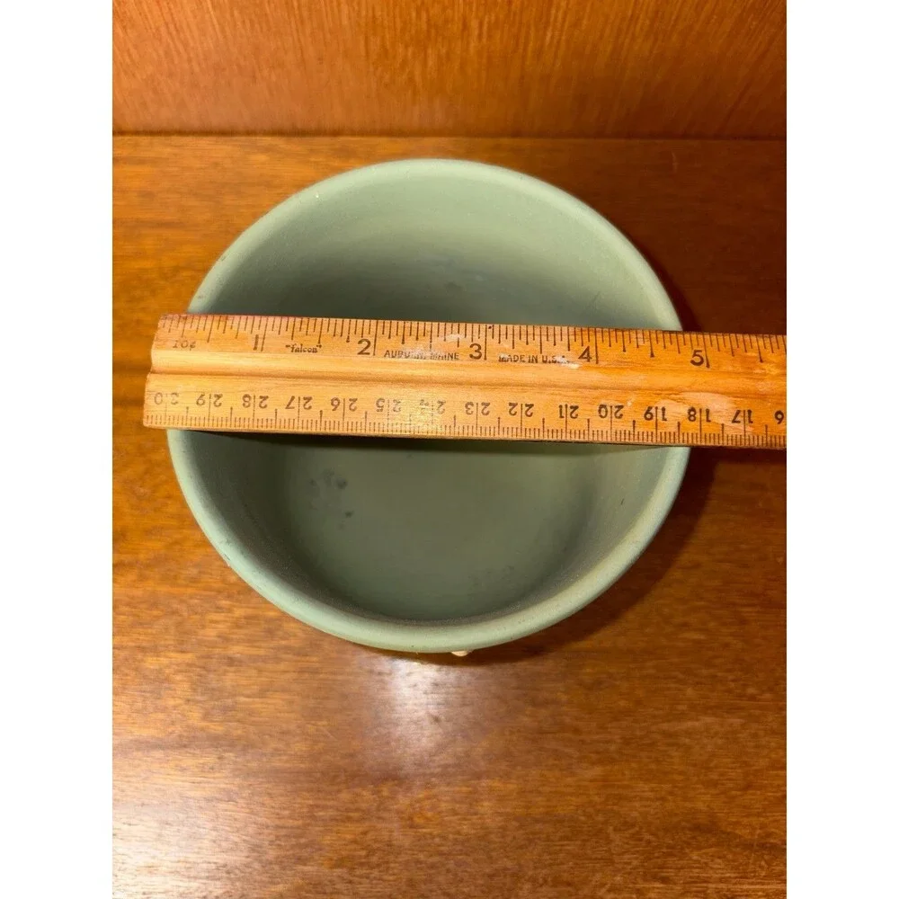 1960s Vintage Wedgewood England Green Jasperware Jardiniere Cachepot 5 Inch